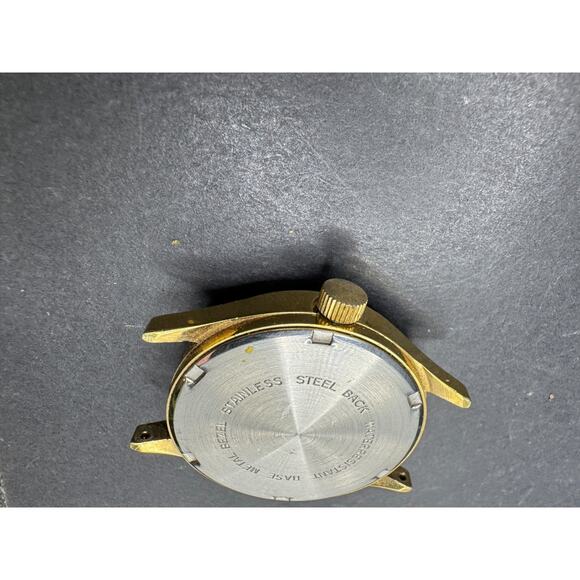 Vintage BENRUS Men\'s Date Watch 17 Jewels Gold Tone Silver Dial 30mm No Band main image 7